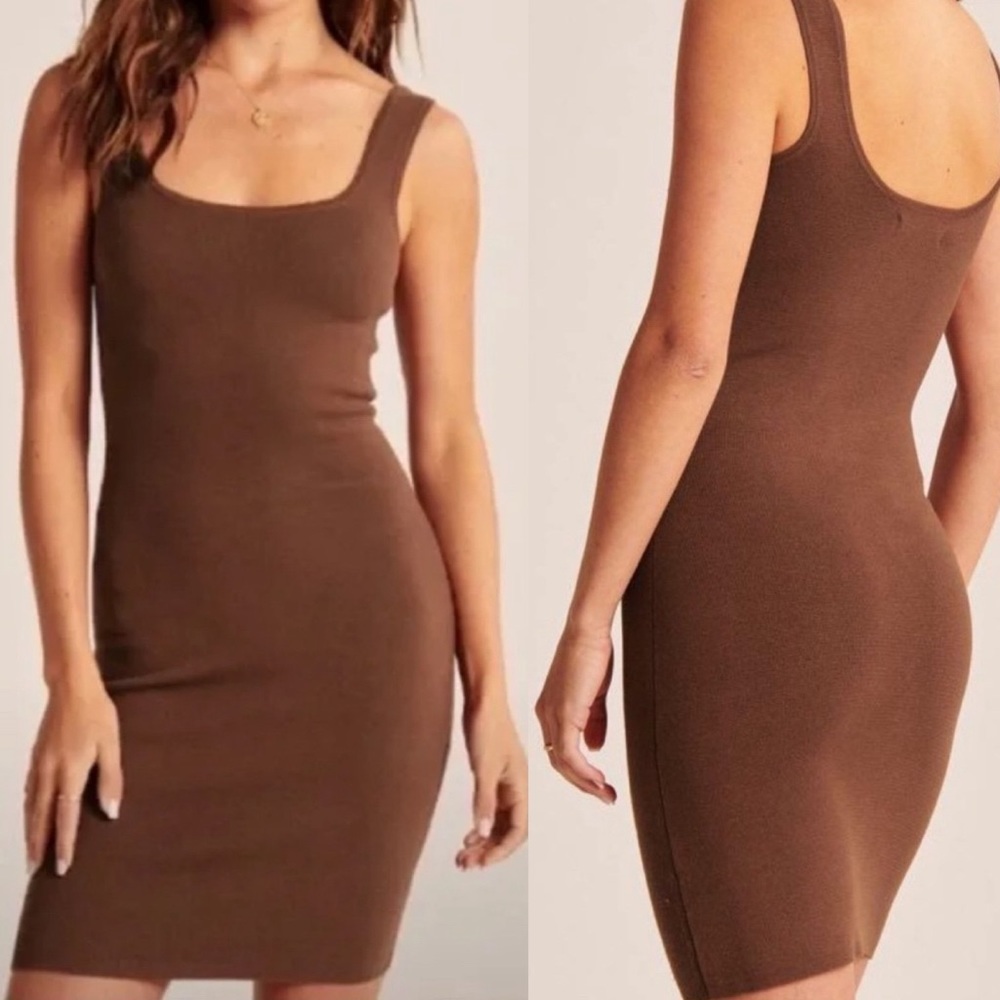 Abercrombie & Fitch A&F knit sweater dress square neck rust mauve mini dress